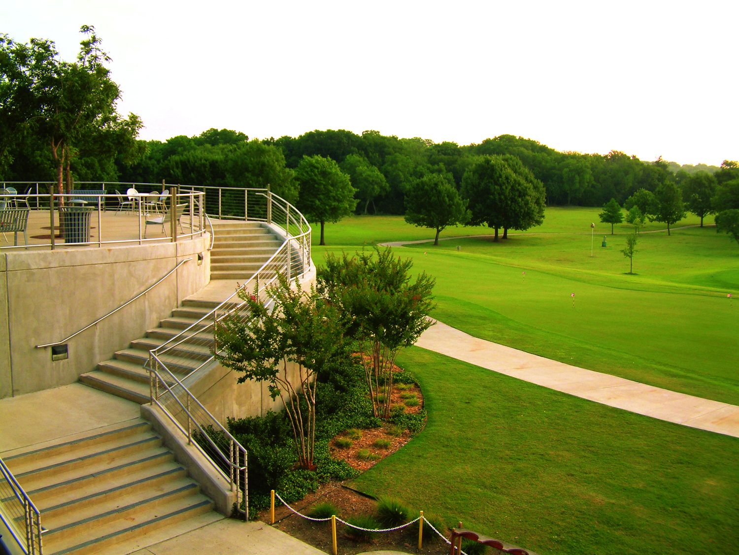 Staircase of patio by putting green